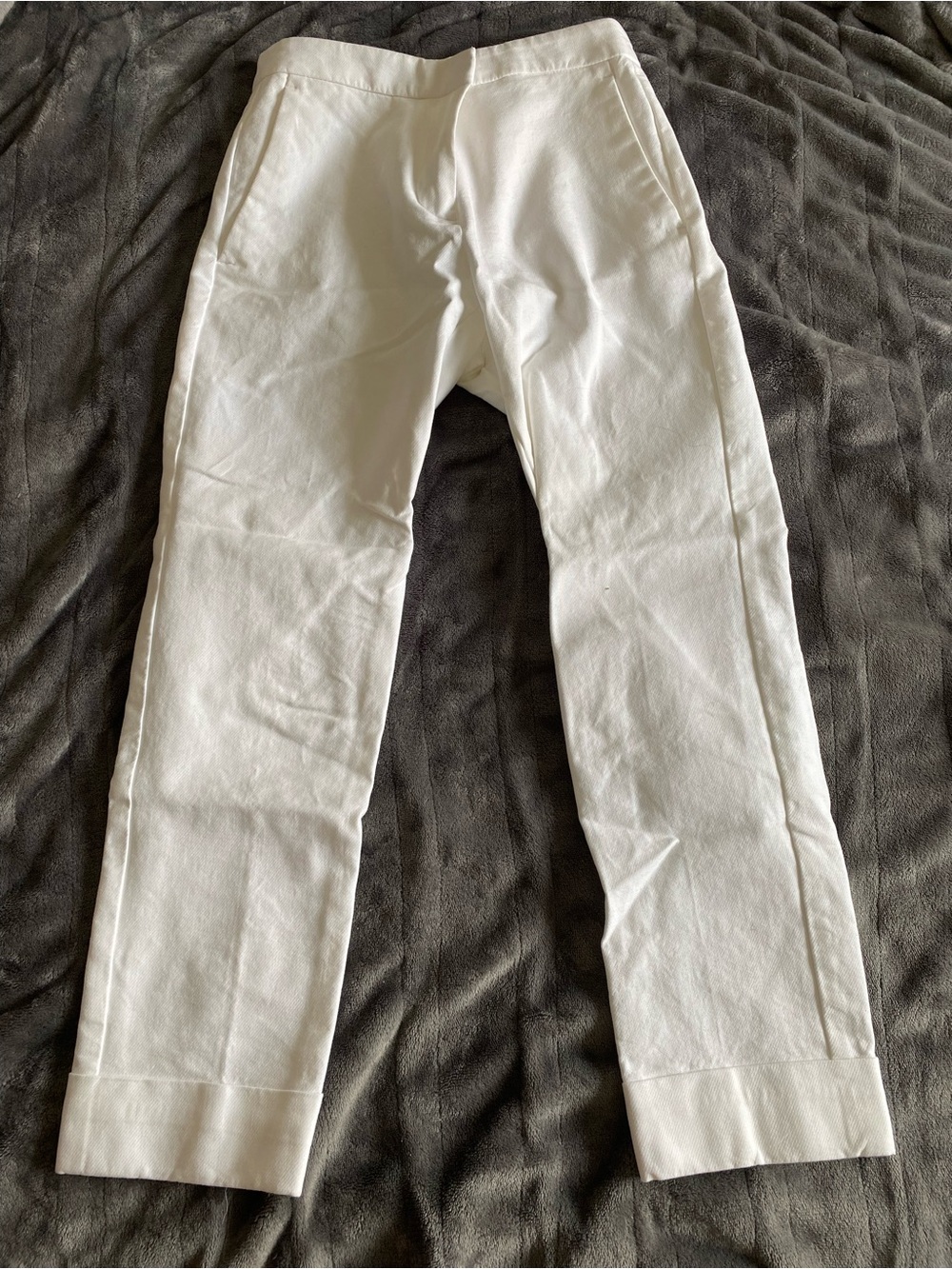 Classic White Straight-Leg Pants with Cuffed Hem by Ann Taylor Factory Petite
